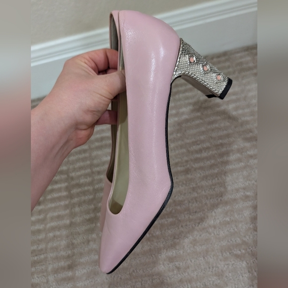 Vintage Spanish Made Pink Square Toe Heels Size 7 - Picture 9 of 9